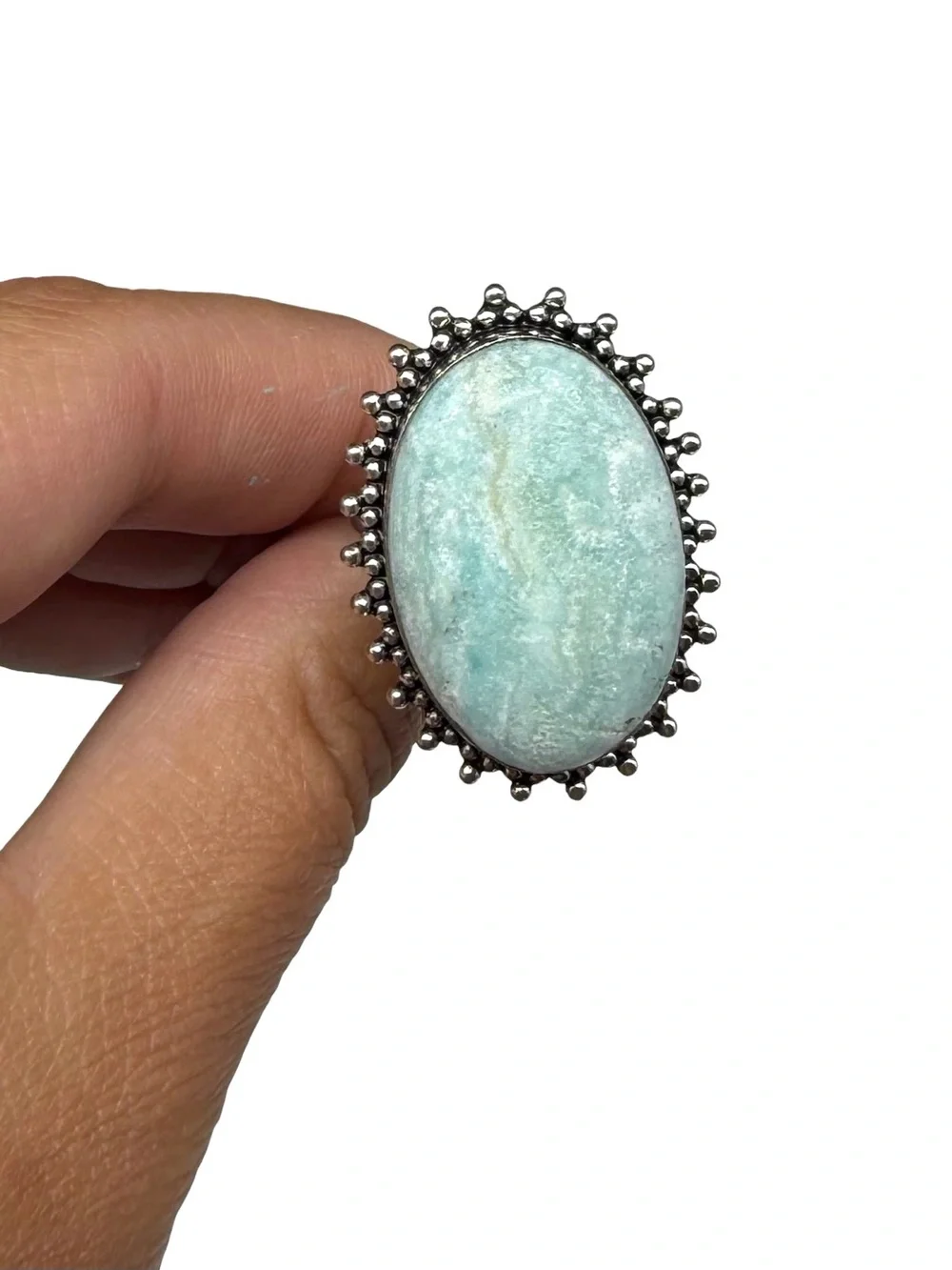 Caribbean Calcite Ring Size 9.5 925 Sterling Silver Overlay